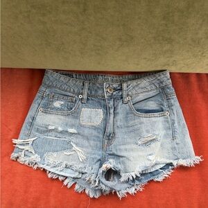 American Eagle Outfitters Light Blue Distressed Jean Shorts